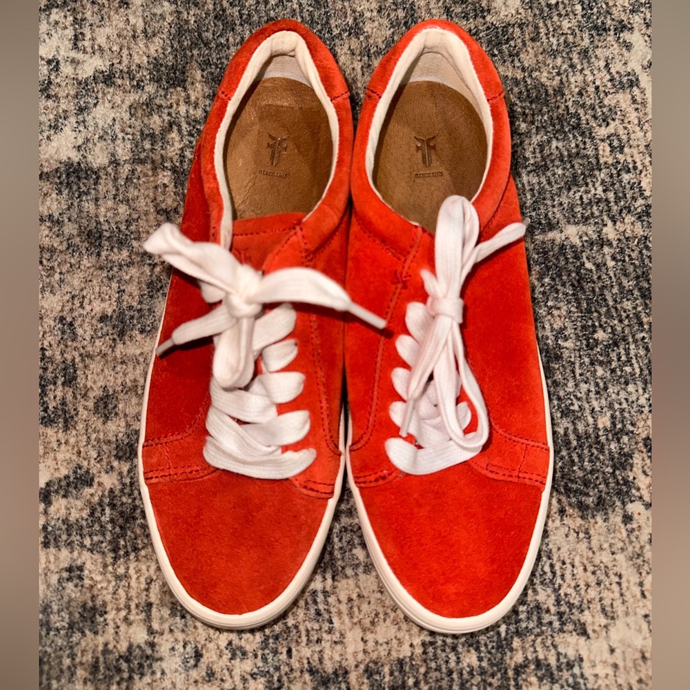 Frye Red Suede Low Lace Kerry Sneakers Size 8